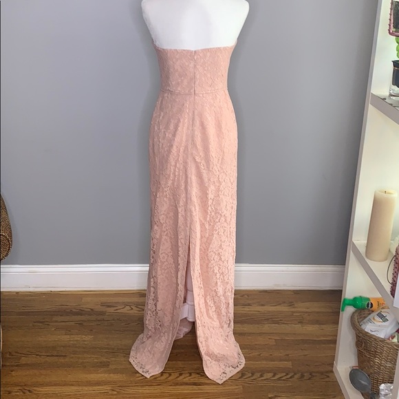 Donna Morgan Pink Column Reese Strapless Dress 4 - Picture 5 of 8